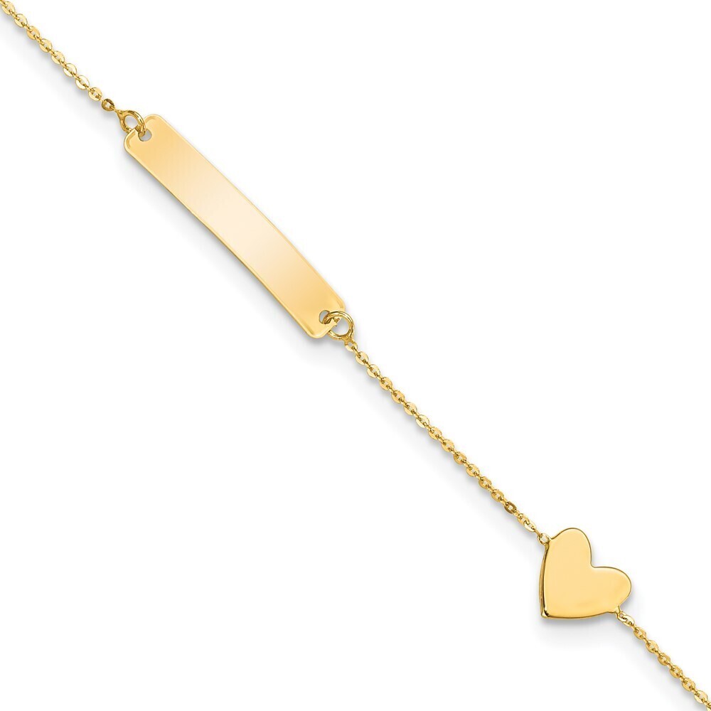 14k Yellow Gold Polished 5.5in Heart ID Bracelet